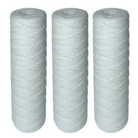 GROOFOO Lot de 4 Cartouches Filtrantes Bobinées pour Filtre à Eau – Filtration des Sédiments jusqu’à 25 microns – Format Standard Universel 10" pouces – Durée : 1 an