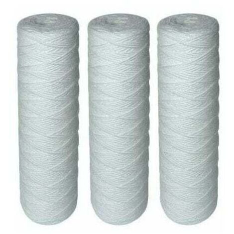 GROOFOO Lot de 4 Cartouches Filtrantes Bobinées pour Filtre à Eau – Filtration des Sédiments jusqu’à 25 microns – Format Standard Universel 10" pouces – Durée : 1 an