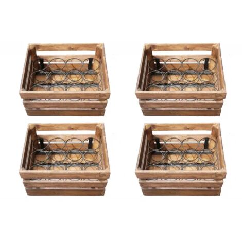 Lot de 4 casiers en métal et bois pour 48 bouteilles – Dimensions 42x25x33 cm – Fabrication artisanale – Style rétro factory – Meubletmoi