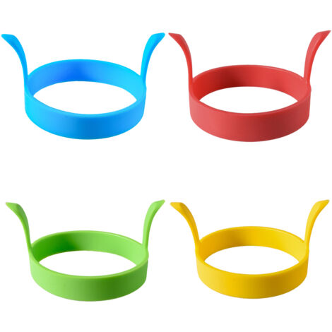 Lot de 4 cercles à œufs en silicone de 8 cm de diamètre, parfaits pour la cuisson des œufs au plat. Moule rond avec poignée, idéal pour les muffins anglais, les sandwichs et les crêpes.