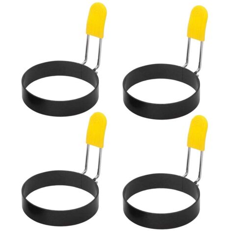 Lot de 4 cercles à omelette antiadhésifs en acier inoxydable 430 avec manchon en silicone
