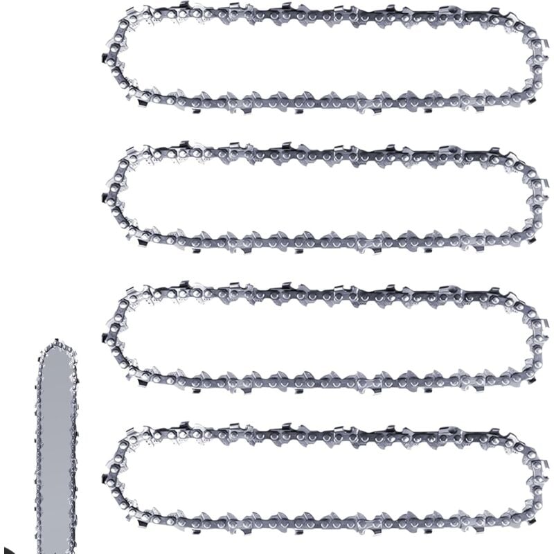Lot de 4 chaînes de tronçonneuse de 25 cm 3/8' lp 40 maillons d'entraînement 1,3 mm Chaînes anti-retour compatibles avec Einhell gc-lc 18/25 Li &