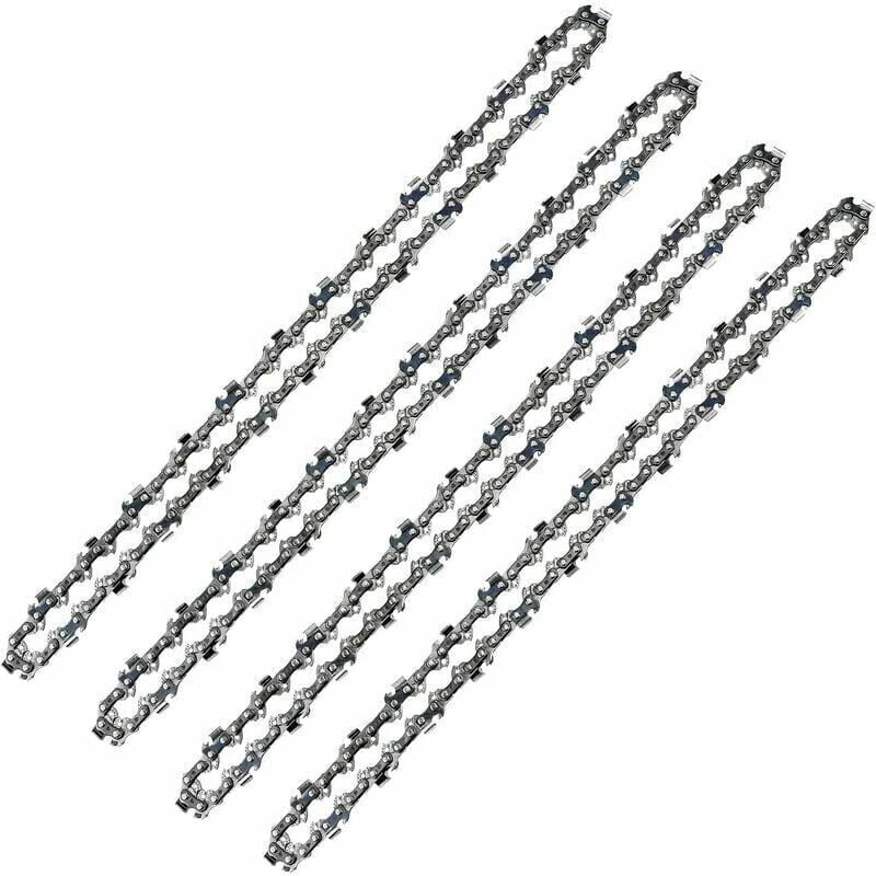 Ikodm - Lot de 4 Chaînes de tronçonneuse - 52 Maillons - Pas de 3/8' lp - Jauge 050' (1,3mm) - Faible Rebond (Low-Kickback) - Pour Guide-Chaîne de