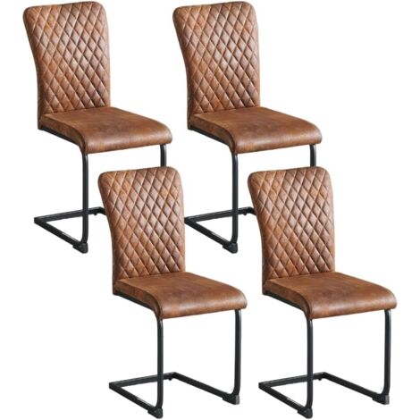 Lot de 4 Chaise de Bureau Design avec Dossier Grillagé JYMTOM — Confort Ergonomique et Élégance Moderne（simili-cuir, Marron）
