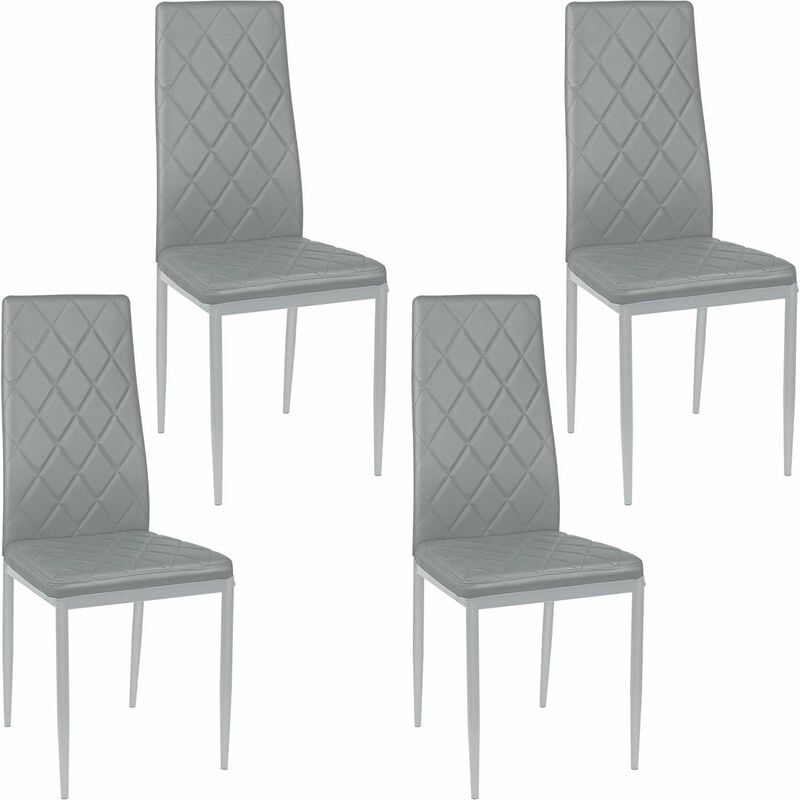 haloyo - lot de 4 chaise de cuisine ® pvc avec dossier haut,pieds métal,gris clair