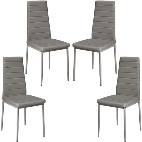 Lot de 4 Chaise de salle à manger,Chaises de cuisine en cuir PU,gris