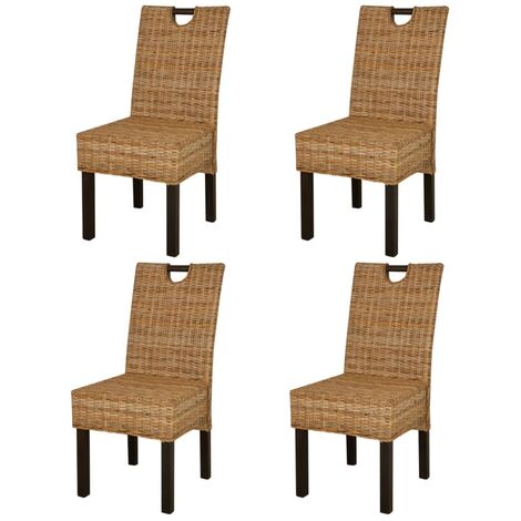 Lot de 4 Chaise de salle à manger,Chaises de Cuisine Rotin Kubu Bois de manguier,46 x 57 x 96 cm,Style Scandinave