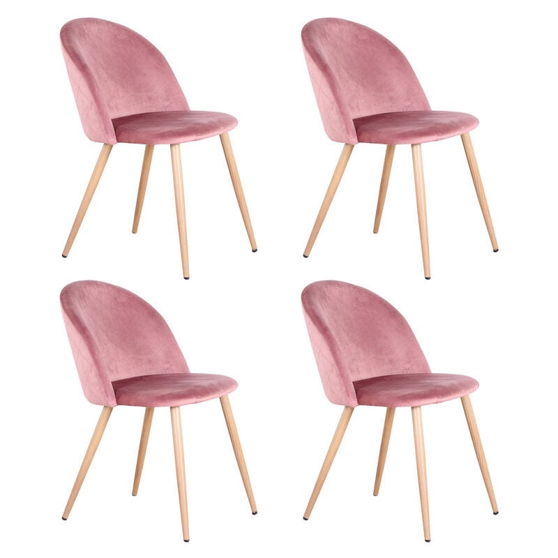 Wokaka Lot de 4 Chaise de salle à manger en velours Chaise de salon Coussins Doux en Velours Assise (Rose)