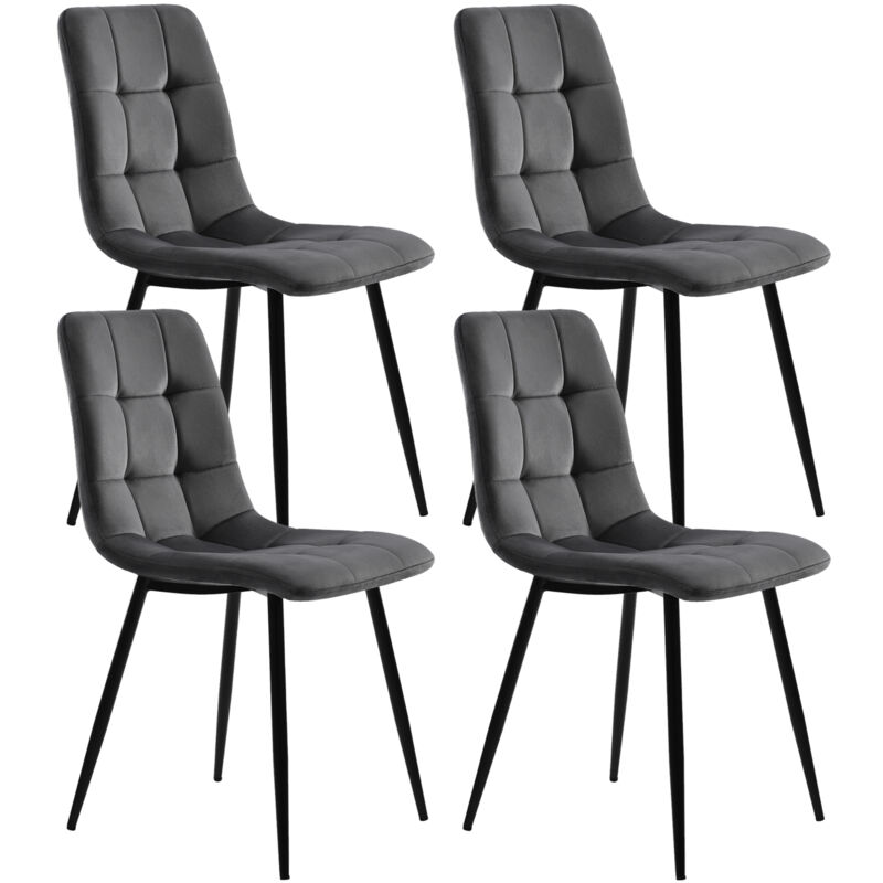 Sureh - Lot de 4 chaise en velours, ensemble de chaise de salle à manger, chaise de bar, dossier haut, doux et confortable, pour salon,chambre,