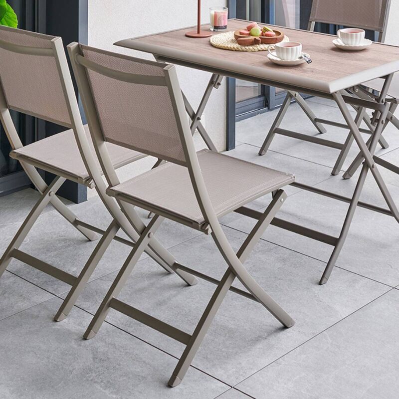 Lot de 4 Chaises de jardin Essentia pliables noisette - Hespéride