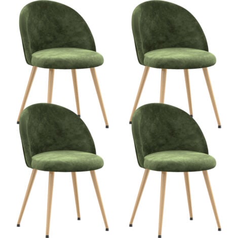 Lot de 4 Chaise Salle a Manger Scandinave-JANZDIYS-Chaises de Cuisine-avec Pieds en Métal-Velours-Vert