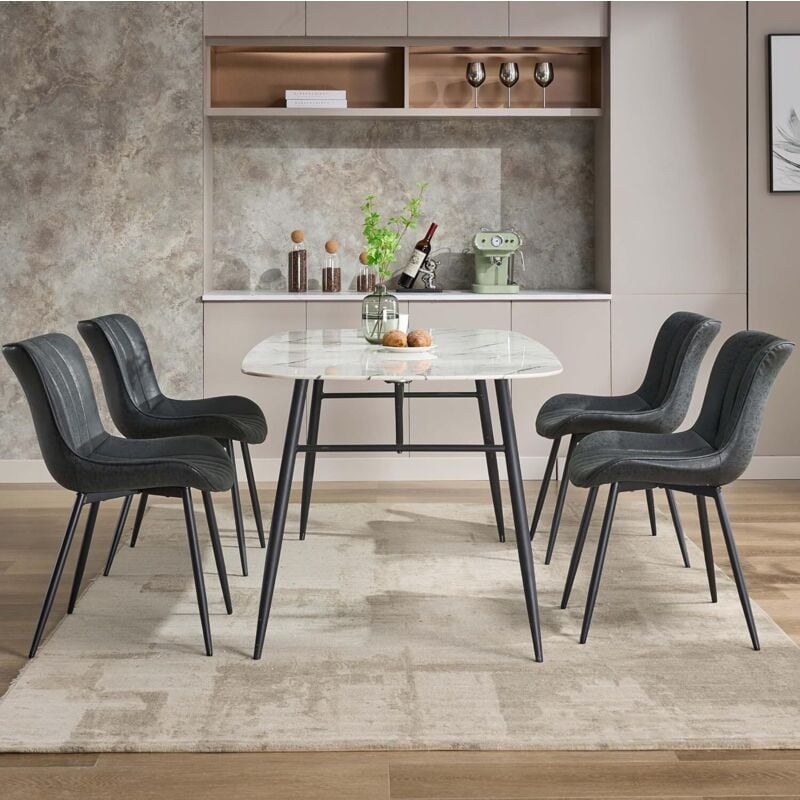 Hoerfuriy - Lot de 4 Chaise salle a manger,Chaise de cuisine,Chaise de Salon en Velours ,noir/gris