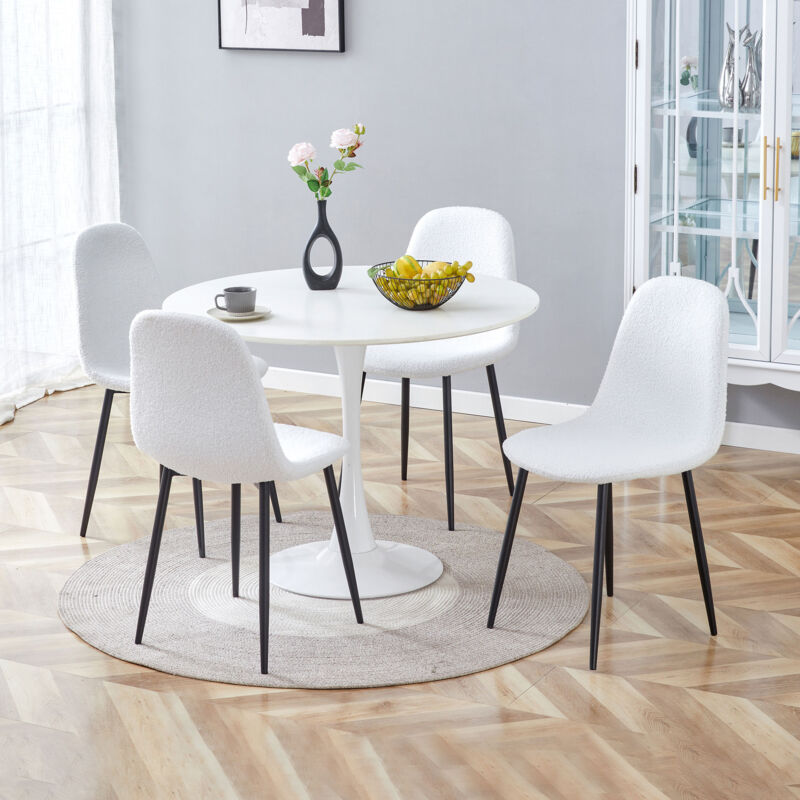 M&s - Lot de 4 chaises 44x52,5x87 cm en tissu bouclette blanc et noir