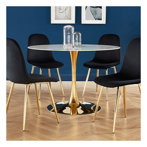 Table à manger dorée verre JOY - Table/Chaise Design Doré/Argent