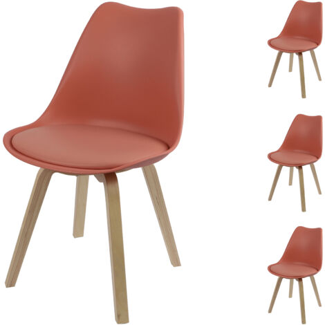 Lot de 4 chaises 45x58x82 cm avec coque terracotta - GYULIA