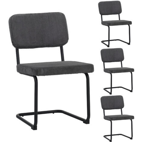Lot de 4 chaises 45x87 cm en velours côtelé anthracite - VELVET