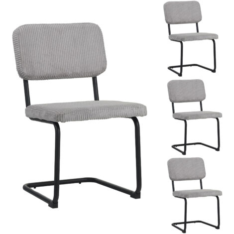 Lot de 4 chaises 45x87 cm en velours côtelé gris clair - VELVET