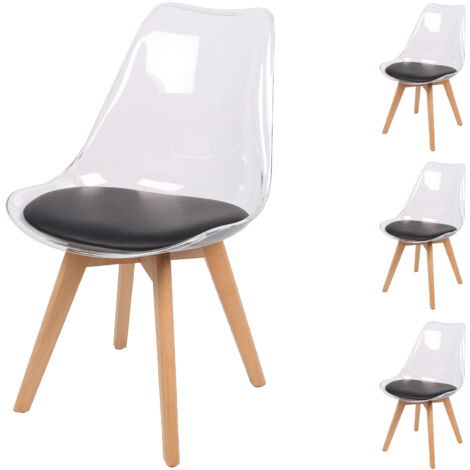 Lot de 4 chaises 57x50x82 cm coque transparente et assise gris foncé