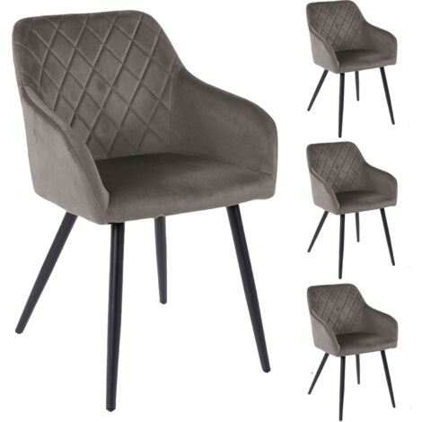 Lot de 4 chaises 59x56x82 cm en velours gris - VELVET
