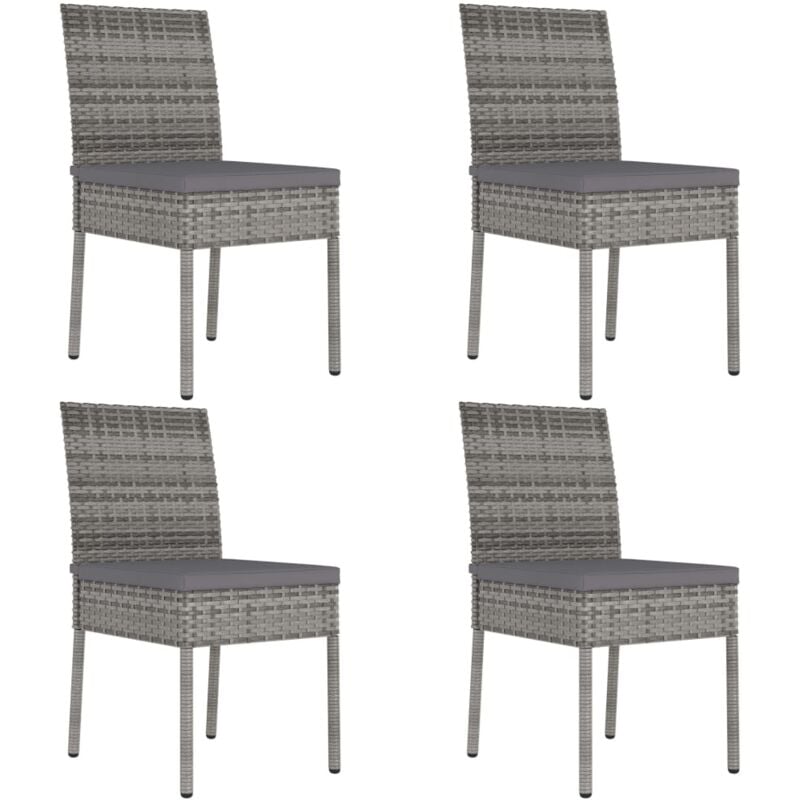 Lot de 4 Chaises à manger de jardin,Siège de Terrasse Chaise d'extérieur Résine tressée Gris CFW914436