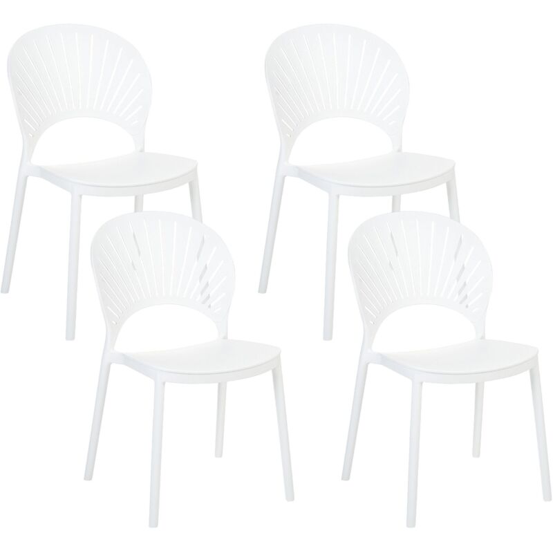 Beliani - Lot de 4 Chaises à Manger en Plastique Empilables Polyvalentes Blanc Ostia