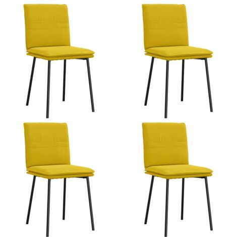 Lot de 4 Chaises à manger,Chaise de cuisine jaune velours CFW35889