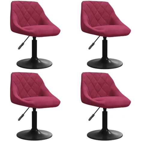 Lot de 4 Chaises à manger，Chaise de cuisine pivotantes rouge bordeaux velours CFW86099