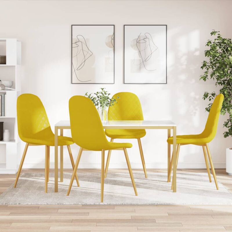 Design In - Lot de 4 Chaises à manger,Chaise de salle à manger Jaune moutarde Velours CFW97423