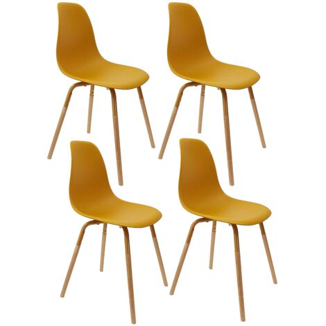 Lot de 4 chaises à pieds bicolores design scandinave PHENIX