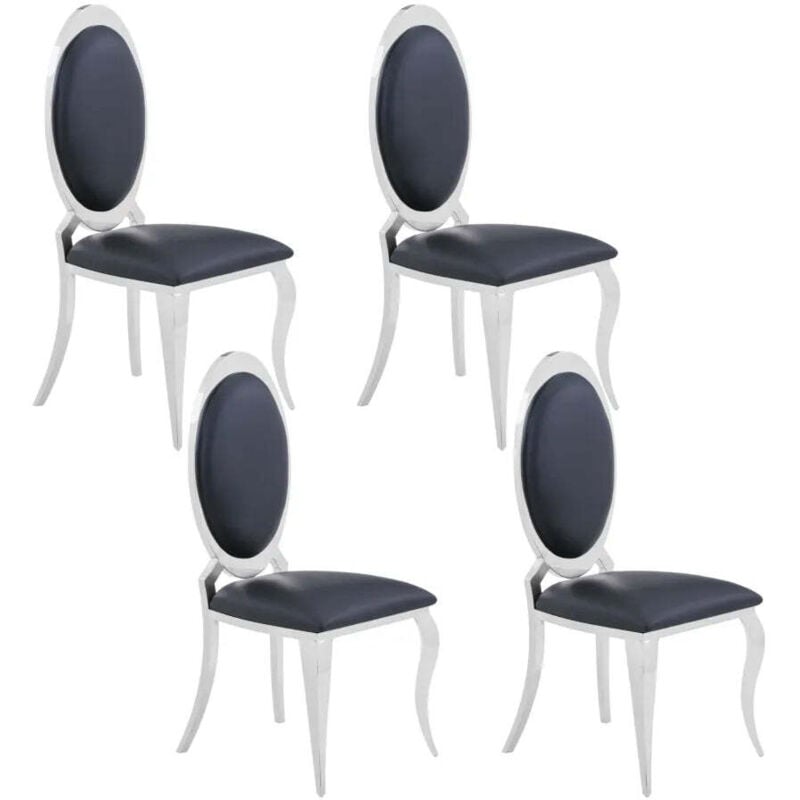 Lot de 4 Chaises angel baroque Chrome similicuir Noir