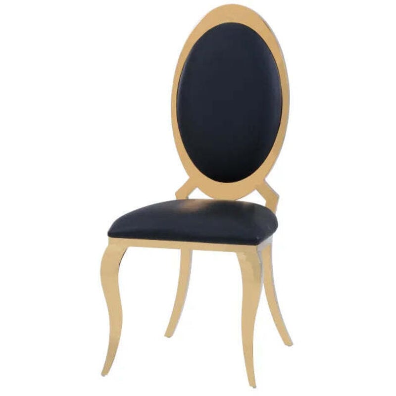 Lot de 4 chaises ANGEL baroque Gold Similicuir noir
