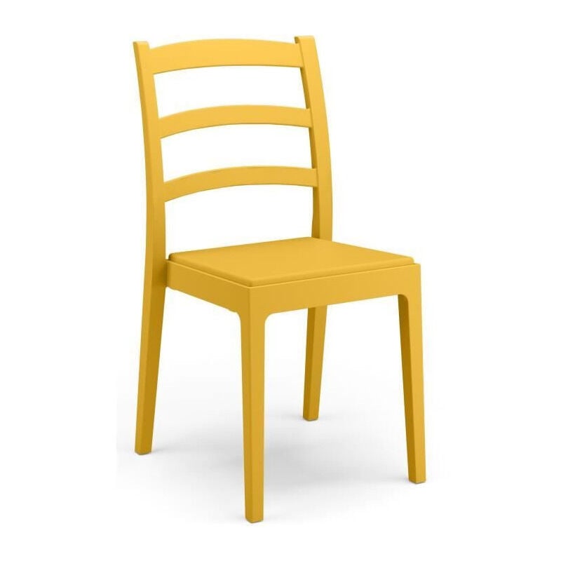 Areta - Lot de 4 chaises rea - 51 x 46 x H88 cm - Moutarde