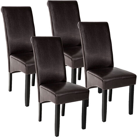 Lot de 4 chaises aspect cuir - lot de 4 chaises salle a manger, chaises de cuisine, chaises de salon