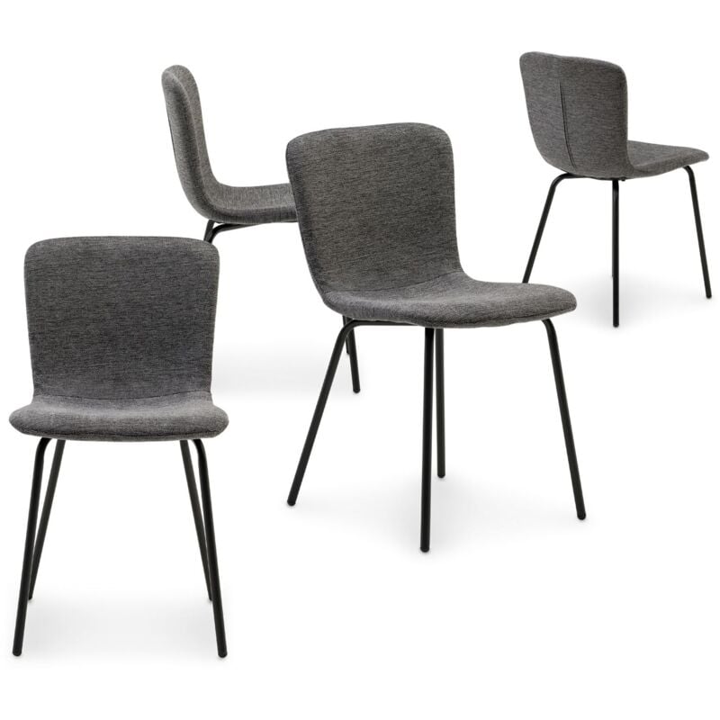 Idimex - Lot de 4 chaises audrey en tissu noir