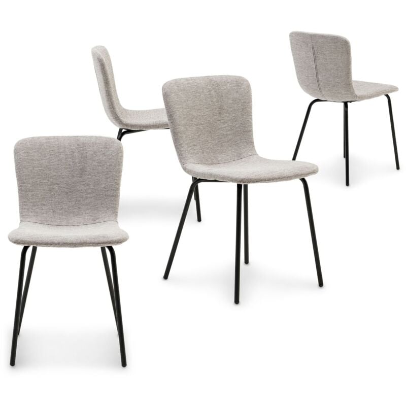Idimex - Lot de 4 chaises audrey en tissu gris