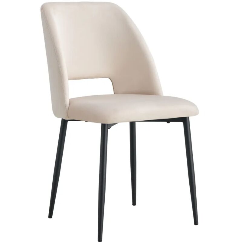Homy France - Lot de 4 chaises ava Métal noir Velours Beige