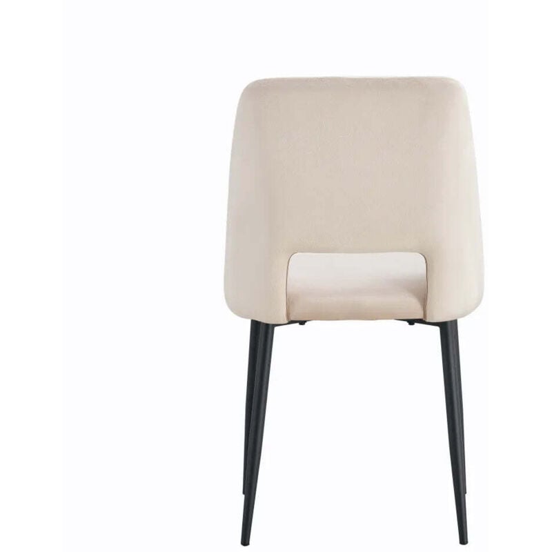 Homy France - Lot de 4 chaises ava Métal noir Velours Taupe