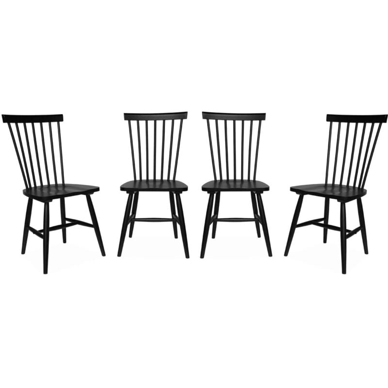 Sweeek - Lot de 4 chaises noires à barreaux en bois d'hévéa. romie. l 50.8 x p 44.2 x h 90cm
