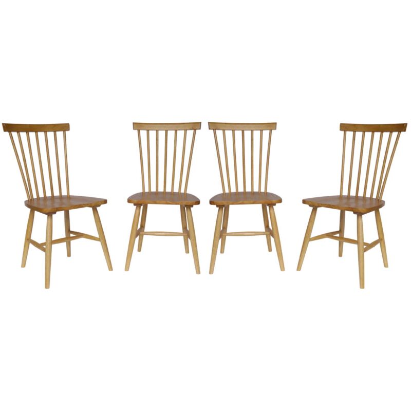 Sweeek - Lot de 4 chaises naturelles à barreaux en bois d'hévéa. romie. l 50.8 x p 44.2 x h 90cm