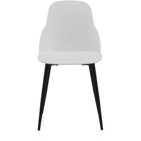 Lot de 4 chaises blanches en PP avec pieds en métal