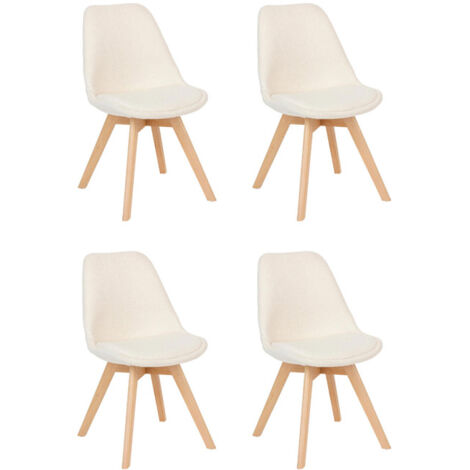 Lot de 4 Chaises Bouclette "Baya" 82cm Blanc