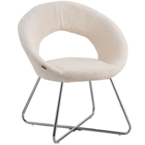 Lot de 4 Chaises BUBBLE Chrome velours - Blanc doudou