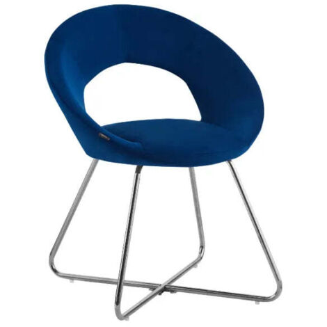 Lot de 4 Chaises BUBBLE Chrome velours - Bleu