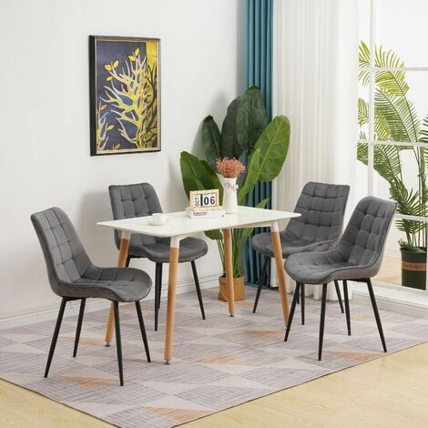 Chaise de salle à manger en velours - gris - lot de 6 chaises de table à  manger