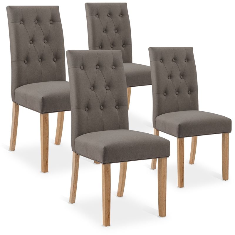 intensedeco - lot de 4 chaises capitonnées gaya tissu taupe - taupe