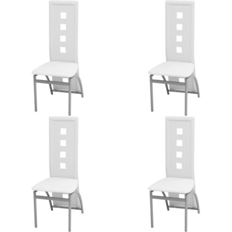 Lot de 4 Chaises  Chaises de salle à manger Chaise de cuisine  Blanc Similicuir 58216