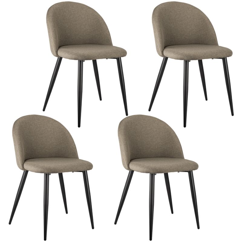 Tanant - Lot de 4 chaises, chaises de salle à manger en lin, dossier confortable, pieds en métal, ergonomiques, design moderne, Marro