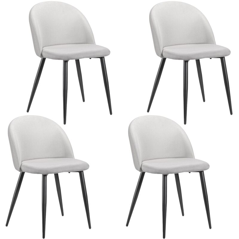 Tanant - Lot de 4 chaises, chaises de salle à manger en lin, dossier confortable, pieds en métal, ergonomiques, design moderne, Beige