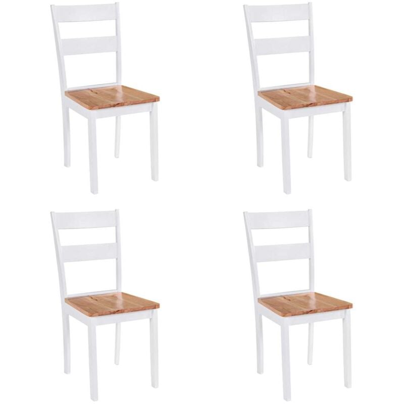Maison Chic - Lot de 4 Chaises Chaises de salle à manger Chaise de cuisine Blanc Bois d'hévéa massif 10279