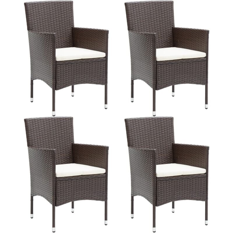 Maison Chic - Lot de 4 Chaises Chaises de salle à manger Chaise de jardin Résine tressée Marron 13156